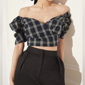 Cara Cara Jenna Plaid 100% Cotton Crop Top, size S